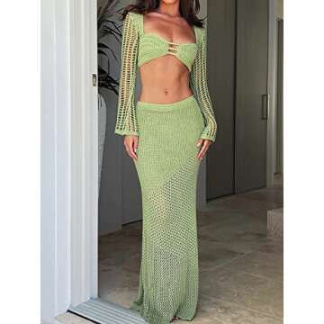 Women 2 Piece Maxi Skirt Set Y2k Lace Up Back Tie Up Tank Tops Bodycon Long Skirt Summer Party Club Streetwear