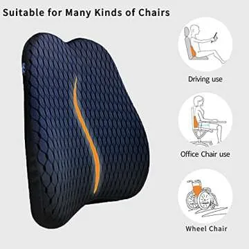 XINJUN Memory Foam car Lumbar Support Pillow - Memory Foam Back Cushion - Used for car Seats, Office Chairs, recliners, Sofas, etc. (Black)