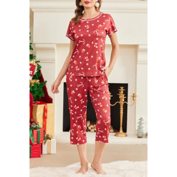 Ekouaer Women's Floral Capri Pajama Sets - Soft Sleepwear