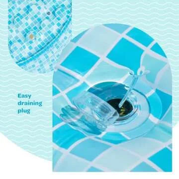 Inflatable Round Swimming Pool with Blow Up Padded Floor, Cup Holder, Handles and Drain - 60"x22" Deep Round Large Kiddie Pool Perfect for Adults and Kids Ages 4 5 6 7 8+