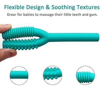 Teether Tubes for Babies 3-6 Months, 3 Pack Silicone Hollow Chew Tube Toy for Autistic Children, Y Shape Chewable Straw Baby Teether Toys for Infants Autism with Teething Nursing Biting Chewing