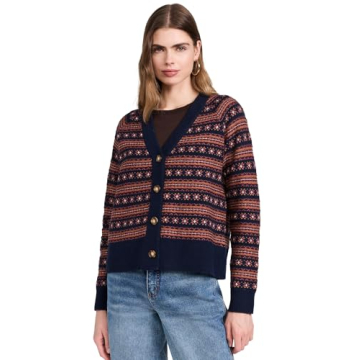 Faherty Women's Highland Fair Isle Cardigan - Twilight Fairisle Knitwear