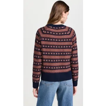 Faherty Women's Highland Fair Isle Cardigan Twilight Blue