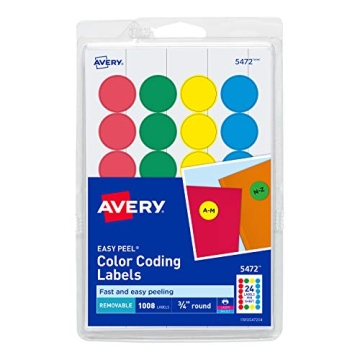 Avery Removable Color-Coding Labels - 1,008 Assorted Colors for Easy Organization