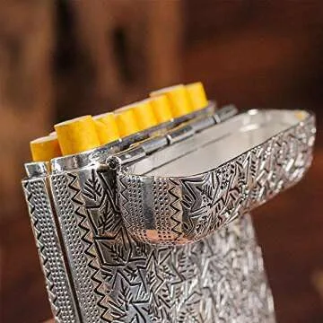 Sifanhao Vintage Metal Cigarette Case Box Three-Sided Engraved Slim Box Classical European Style Men Smoking Fine Gift