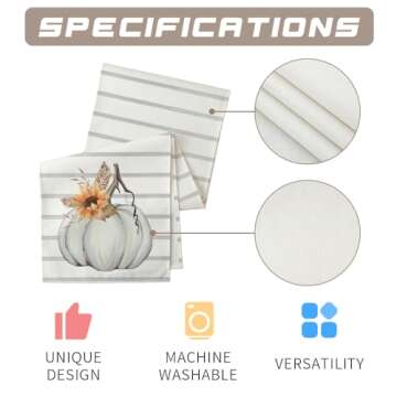 ARKENY Fall Pumpkin Table Runner 13x72 Inches for Home