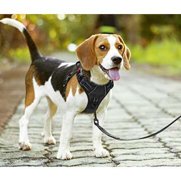 PoyPet No Pull Dog Harness, No Choke Front Lead Dog Reflective Harness, Adjustable Soft Padded Pet Vest with Easy Control Handle for Small to Large Dogs(Black,S)