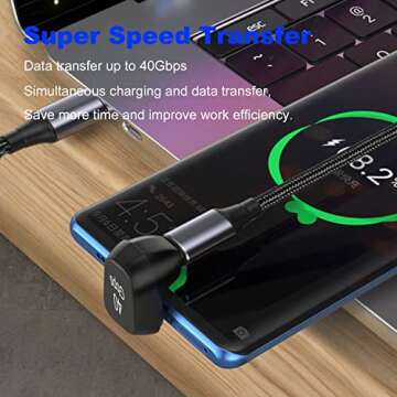 AreMe U Shape USB C Adapter (2 Pack), 180 Degree Angled Type C Male to Female Extender Support 40Gbps Data Transfer 100W Fast Charging for Switch, MacBook Pro/Air, Laptop, Tablet and Phones