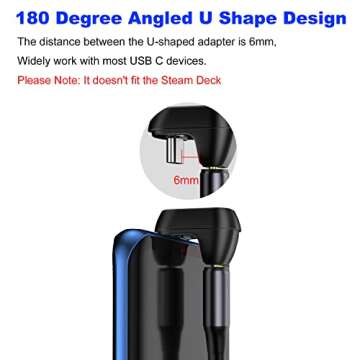 AreMe U Shape USB C Adapter (2 Pack), 180 Degree Angled Type C Male to Female Extender Support 40Gbps Data Transfer 100W Fast Charging for Switch, MacBook Pro/Air, Laptop, Tablet and Phones