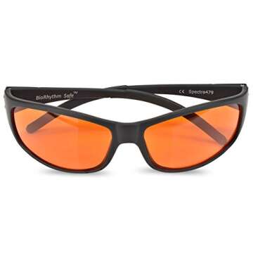Blue Blocking Amber Glasses for Sleep 99.9 Percent Effective - Nighttime Eye Wear - Special Orange Tinted Glasses Help You Relax Your Eyes