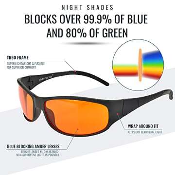 Blue Blocking Amber Glasses for Sleep 99.9 Percent Effective - Nighttime Eye Wear - Special Orange Tinted Glasses Help You Relax Your Eyes