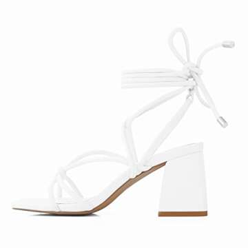 Shoe'N Tale Lace Up Heels for Women Ankle Strappy Gladiator High Heeled Sandals Chunky Block Heel Sq...