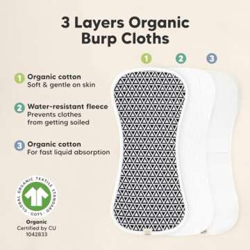 Organic Burp Cloths for Baby Boys and Girls - 5-Pack Super Absorbent Burping Cloth, Burp Clothes, Soft & Plush, Newborn Milk Spit Up Rags, Burpy Cloth Bib for Unisex, Burping Rags (MONOS)