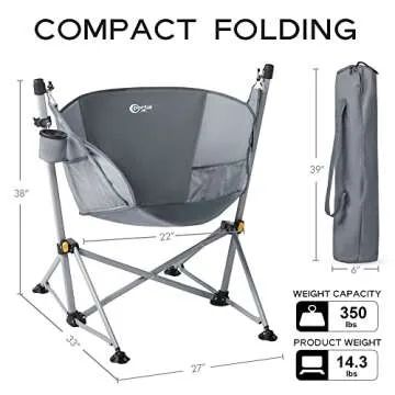 PORTAL Large Hammock Camping Chair Folding Rocking Chairs Portable Swinging Chair Wide Seat for Outd...