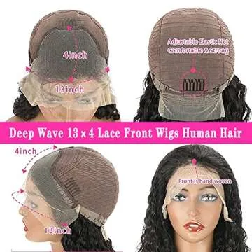 13x4 Deep Wave Lace Front Wigs Human Hair Wigs for Black Women Lace Front Glueless Wigs Human Hair Pre Plucked with Baby Hair Deep Curly Lace Frontal Wigs Human Hair 180% Density 30 Inch