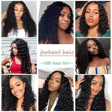 13x4 Deep Wave Lace Front Wigs Human Hair Wigs for Black Women Lace Front Glueless Wigs Human Hair Pre Plucked with Baby Hair Deep Curly Lace Frontal Wigs Human Hair 180% Density 30 Inch