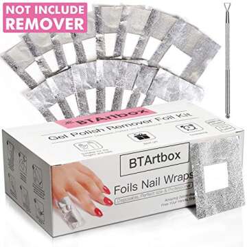 Gel Nail Polish Remover - Gel Polish Remover Wraps BTArtbox Nail Foil Wraps 200 Pcs Soak Off Gel Remover with 1 Pcs Cuticle Pusher for Removing Nail Polish at Home