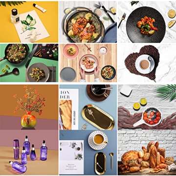 iProTech 7PCS 14Patterns Double-Sided Product Food Photography Background Paper with Stand, Waterpro...