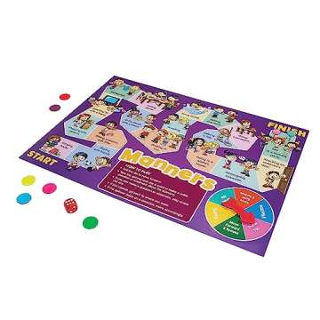 Junior Learning Social Skills Board Games, 4 Games, Ages 5-8, Empathy & Manners, Grade 1-2