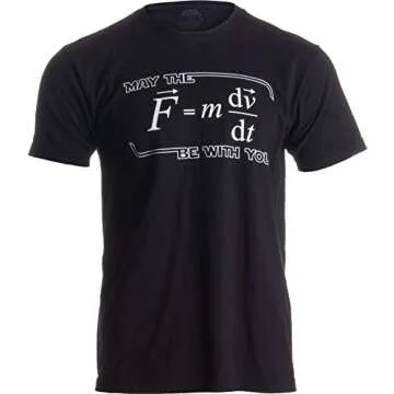 Ann Arbor T-shirt Co. Unisex Adult May The (F=m*dv/dt) Be with You | Funny Physics Science, 3XL Black