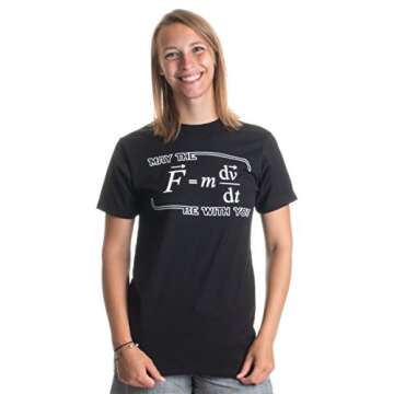Ann Arbor T-shirt Co. Unisex Adult May The (F=m*dv/dt) Be with You | Funny Physics Science, 3XL Black