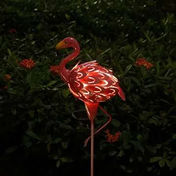 NIORSUN Solar Flamingo Garden Lights, Metal Flamingo Stake Outdoor Christmas Gift Art Decorations Waterproof for Garden Halloween Decor, Pathway, Courtyard, Lawn