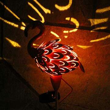 NIORSUN Solar Flamingo Garden Lights, Metal Flamingo Stake Outdoor Christmas Gift Art Decorations Waterproof for Garden Halloween Decor, Pathway, Courtyard, Lawn
