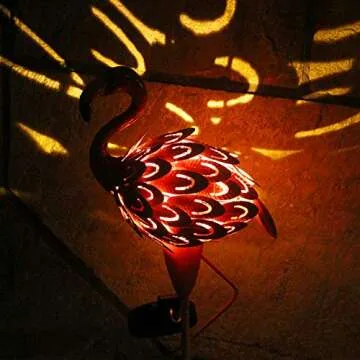 NIORSUN Solar Flamingo Garden Lights, Metal Flamingo Stake Outdoor Christmas Gift Art Decorations Waterproof for Garden Halloween Decor, Pathway, Courtyard, Lawn