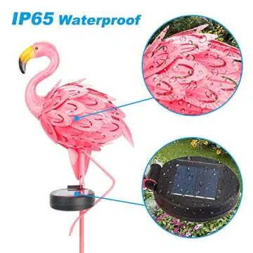 NIORSUN Solar Flamingo Garden Lights, Metal Flamingo Stake Outdoor Christmas Gift Art Decorations Waterproof for Garden Halloween Decor, Pathway, Courtyard, Lawn