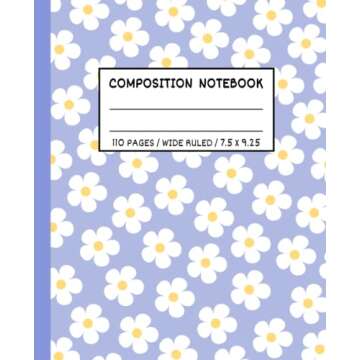 Cute Composition Notebook Wide Ruled: Aesthetic Notebook | Purple Composition Notebooks Wide Rule Fo...