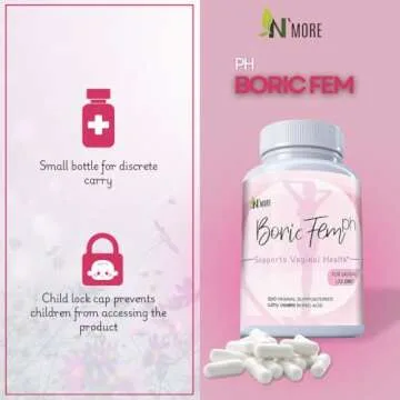 N'More Boric Acid Vaginal Suppositories- 100% Pure - Made in USA- Boricfem Vaginal Health Supplement- 30 Servings (Pack of 1)