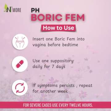 N'More Boric Acid Vaginal Suppositories- 100% Pure - Made in USA- Boricfem Vaginal Health Supplement- 30 Servings (Pack of 1)