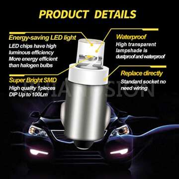 Ruiandsion BA7S Instrument LED Light F3 1 LED 12V DC White Car Mini Bulbs Lamps Led Car Instrument L...