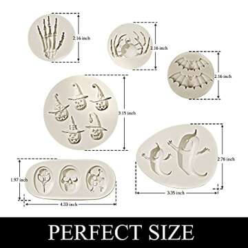 Halloween Chocolate Molds, (6PCS) Skull Spider Pumpkin Silicone Chocolate Mould, Ghost Candy Mold fo...