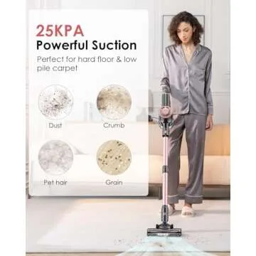 Vexilar V8PRO Cordless Vacuum Cleaner for Home - 25Kpa Stick Vacuum with Self Standing Design, Max 3...