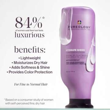 Pureology Hydrate Sheer Nourishing Conditioner | For Fine, Dry Color Treated Hair | Sulfate-Free | V...