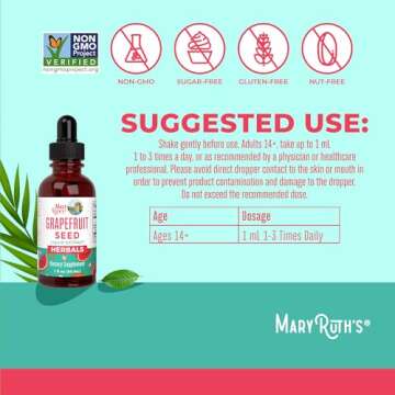 MaryRuth Organics Grapefruit Seed Extract Grapefruit Seed Oil Drops | Peel & Seed | Herbal Tinctures Liquid Drops | Sugar Free | Vegan | Non-GMO | Gluten Free| Unflavored | 30 Servings | 1 Fl Oz
