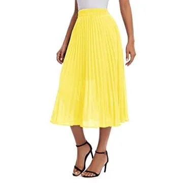 Urban CoCo Women’s Stylish Chiffon Midi Skirt with Pockets