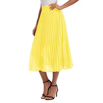 Urban CoCo Women’s Stylish Chiffon Midi Skirt with Pockets