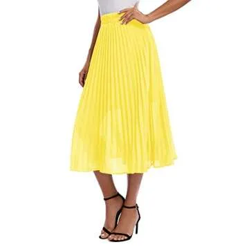 Urban CoCo Women’s Stylish Chiffon Midi Skirt with Pockets