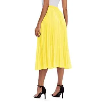 Urban CoCo Women’s Stylish Chiffon Midi Skirt with Pockets