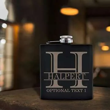 Personalized 6oz Black Stainless Steel Flask for Gifts