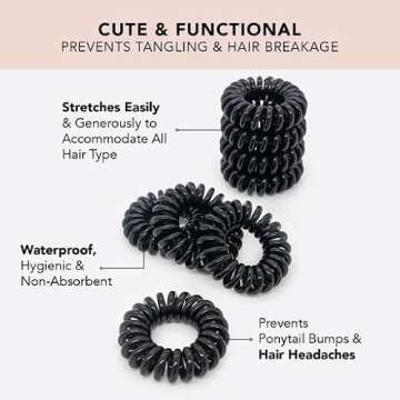 Kitsch Satin Hair Scrunchies, Black Spiral Hair Ties and Brunette Spiral Hair Ties with Discount