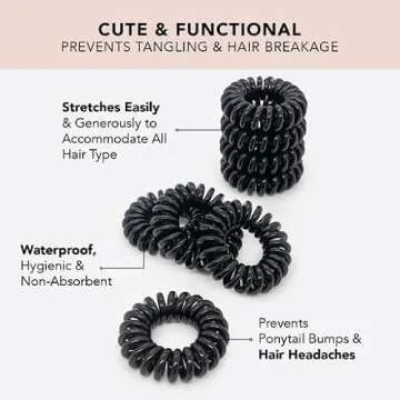Kitsch Satin Hair Scrunchies, Black Spiral Hair Ties and Brunette Spiral Hair Ties with Discount