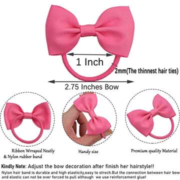 CÉLLOT Toddler Hair Accessories - 40pcs 2.75" Elastics Rubber Ribbon Bands, Bows for Baby Girls, Ki...