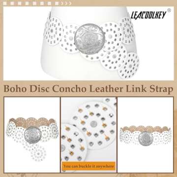Shop LEACOOLKEY Women Western Leather Boho Disc Belt