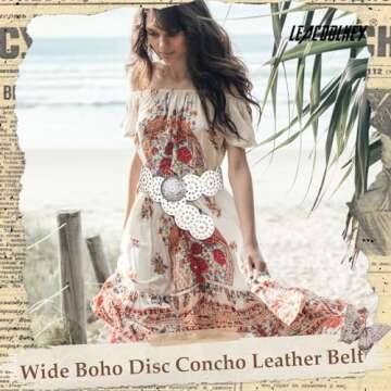 Shop LEACOOLKEY Women Western Leather Boho Disc Belt