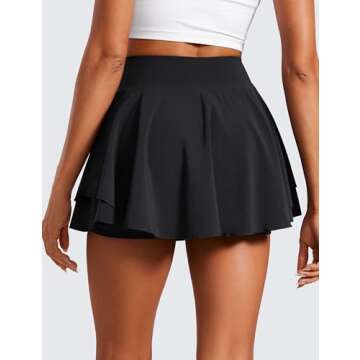 CRZ YOGA Tennis Skirts for Women Crossover High Waisted Ruffle Layered Workout Athletic Golf Skort w...