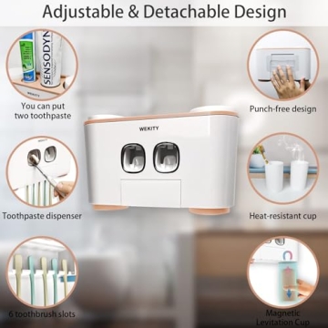 WEKITY Toothbrush Holder with Multi-functional Dispenser
