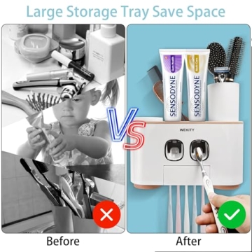 WEKITY Toothbrush Holder with Multi-functional Dispenser